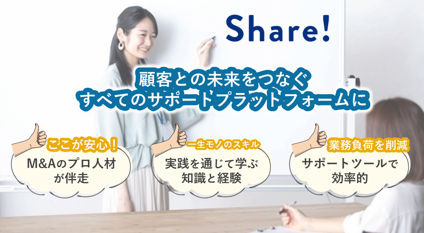 Share! 財務のプロがデータでナビゲートする経営システム - どこでも会計DX、MA&Adアプリ人材が伴走、写真を通じて課題に協賛、サポートツールで効率的